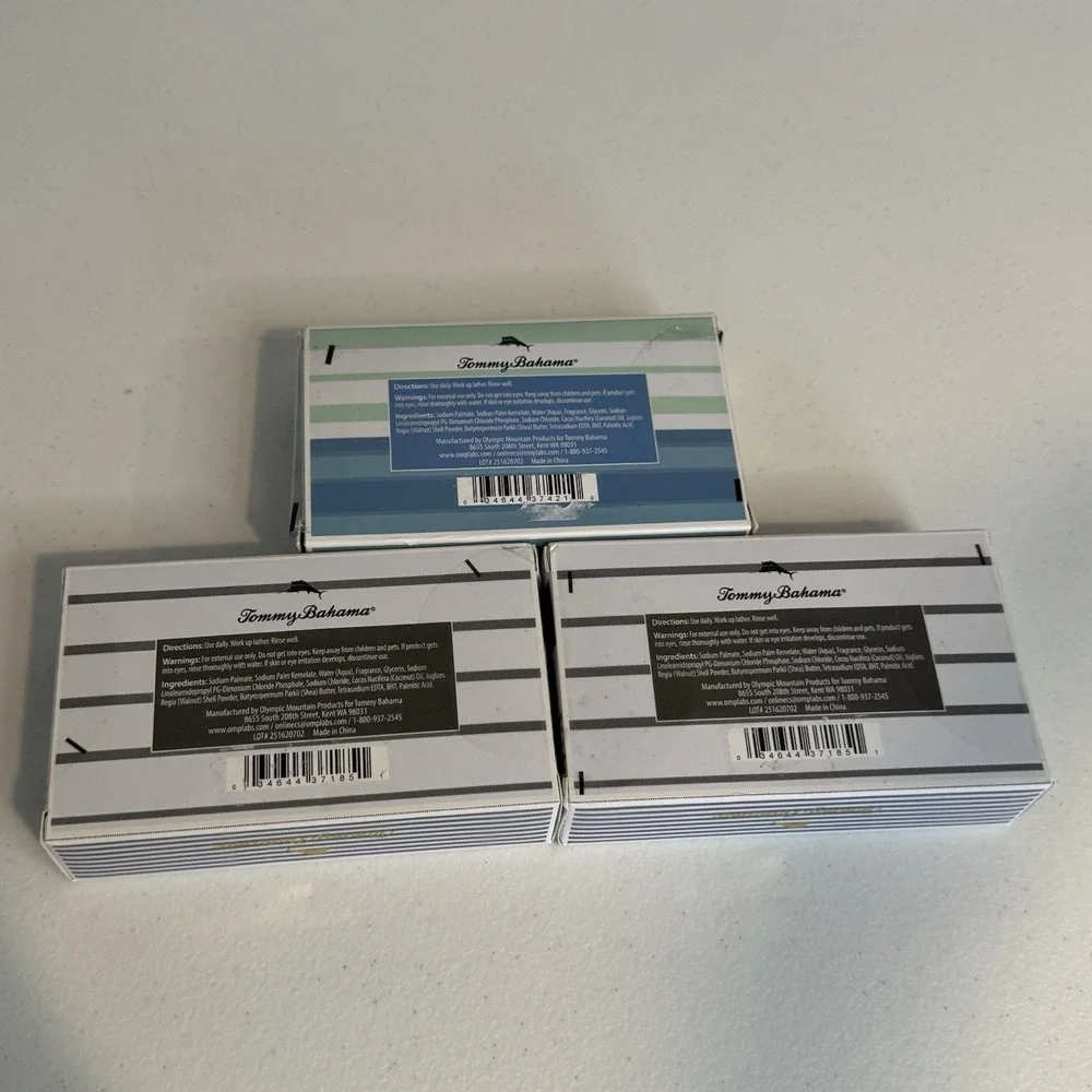 3-Pack Tommy Bahama ~ Sea Salt Bar Soap for Men with Essential Oils 10 oz Each